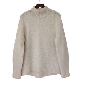Madewell Wool-Alpaca Blend Bouclé-Knit Oversized Sweater Ivory XS NWT $138 NS675